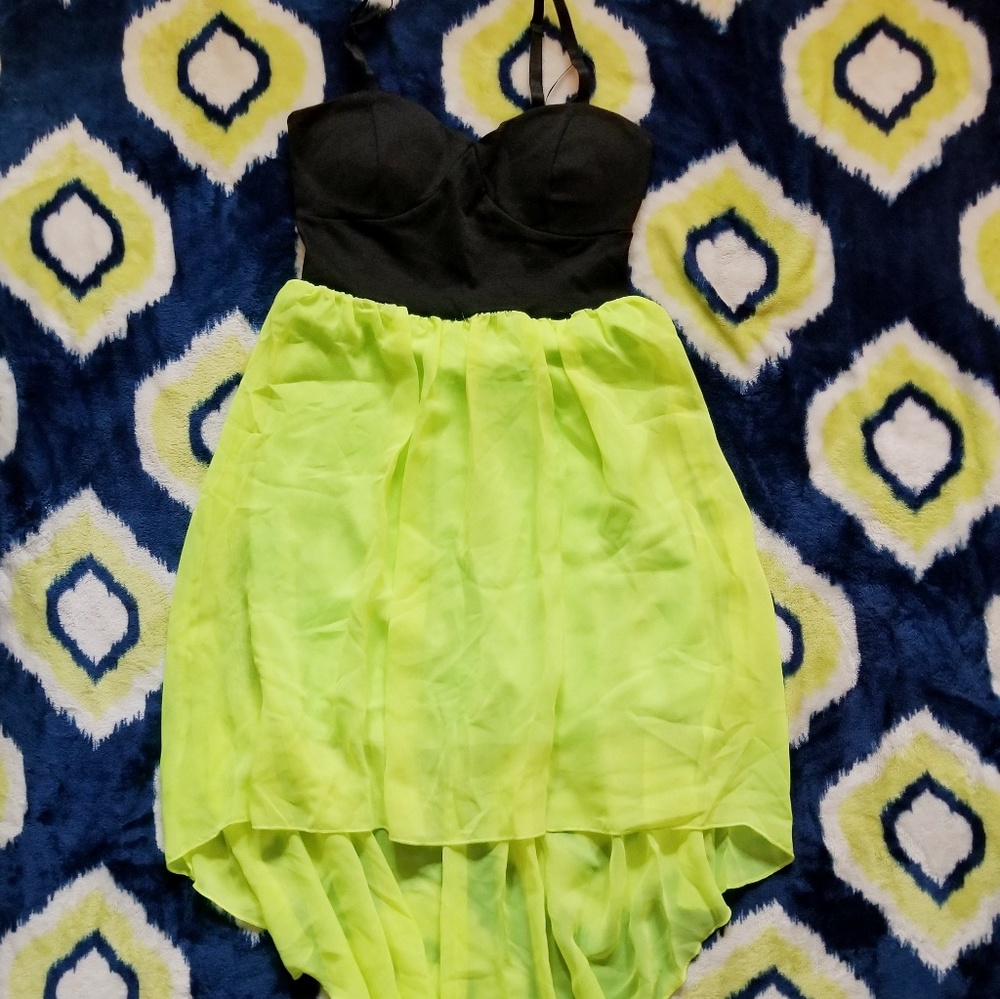 High Low Neon Green Dress